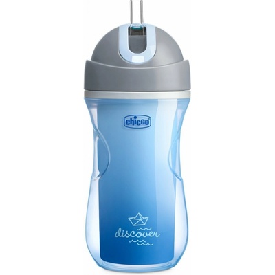 Chicco termo lahev netekoucí s brčkem 266ml modrá