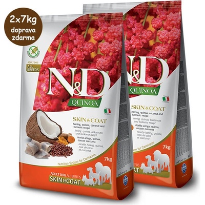 N&D GF Quinoa DOG Skin & Coat Herring & Coconut 14 kg