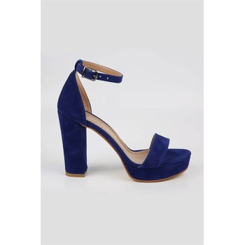 Moda Trend Дамски велурени сандали с висок ток - Сини #329427 (329427_Тъмно синьо)