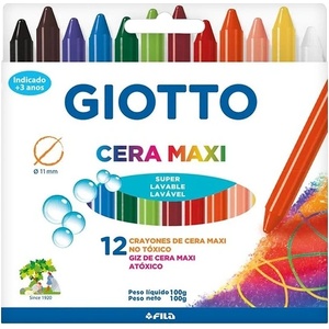 GIOTTO Мазен молив GIOTTO Cera maxi кръгъл заострен 12 цвята 291200 (291200)