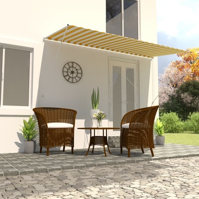 vidaXL Zatahovací markýza žluto-bílá 400 x 150 cm