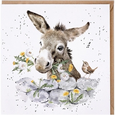 Přání Wrendale Designs "Fine and Dandy", 15x15 cm - Oslík