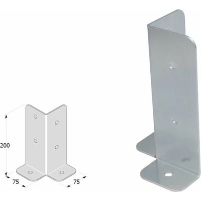Domax zaskrutkovacia pätka stĺpika PSB 75 - 75 x 75 x 200 x 2 mm 4 ks