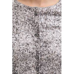 Never Fully Dressed Риза Never Fully Dressed Gunmetal Alexa Sequin Cardigan (NFDTO1583)