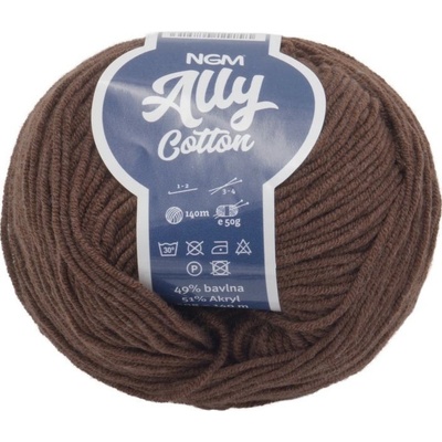 Bellatex Příze ALLY cotton 50g / 140 m Hnědá