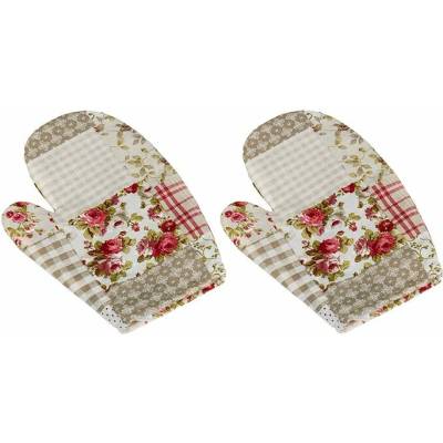 Bellatex Patchwork Růžová Zelená Béžová Kuchyňská chňapka 2 ks 28 x 18 cm