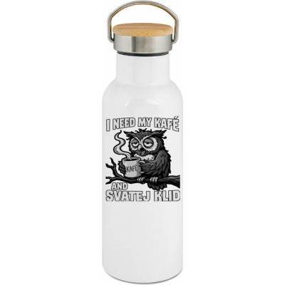 123TRIKO termoska I need my kafé, černý tisk 500 ml