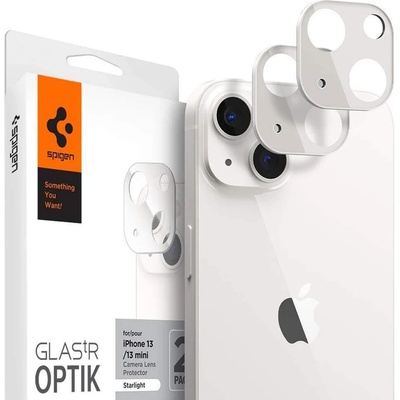 Spigen Optik Lens Protector - комплект 2 броя предпазни стъклени протектора за камерата на iPhone 13, iPhone 13 mini (бял)