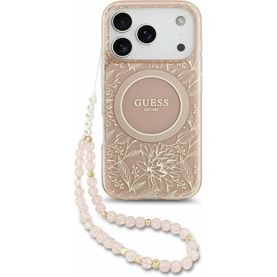 GUESS IML Flowers Allover Strap MagSafe Заден Калъф за iPhone 17 Pro Розов Guess | Rozov | ЖЕНИ | UNI