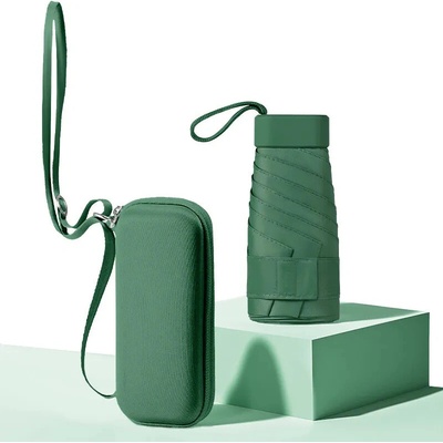 Skládací mini deštník v kabelce dark green