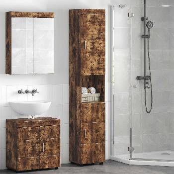 vidaXL Комплект шкафове за баня TULUM Димян дъб 37 x 31, 5 x 203 см (880356)