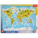 Trefl Детски пъзел Trefl от 25 части - Карта на света с животни (31340) - ozone
