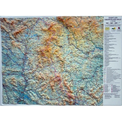 Český les - plastická mapa 100 x 75 cm