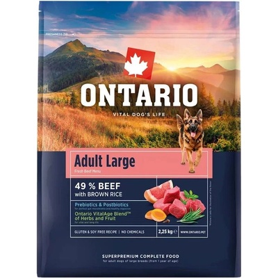 ONTARIO Adult Large Beef & Brown Rice 2, 25 кг