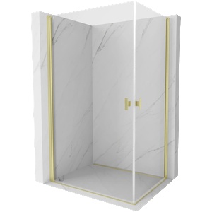 Mexen Mist-B Duo отваряща се душ кабина 90 x 70 см, прозрачна, златна четкана - 8A2-090-070-55-00 (8A2-090-070-55-00)