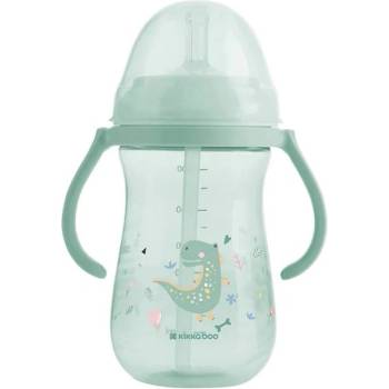 KikkaBoo Чаша със силиконовa сламка KikkaBoo - Dino World, Mint, 300 ml (31302030077)