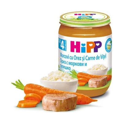 Hipp пюре БИО ориз с моркови и телешко - 190 г