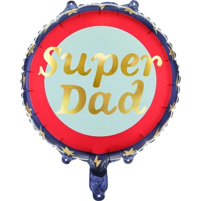 PartyDeco Fóliový balónekSuper Dad MODRO-ČERVENÝ 45 cm