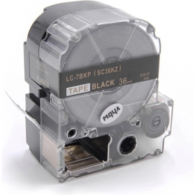 Compatible Epson LK-7BKP, SC36KZ, 36mm x 9m, златен печат / черен фон, съвместима лента (LKSC36KZ)