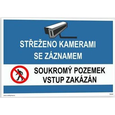 Traiva s.r.o Střeženo kamerami se záznamem soukromý pozemek Verze: Plast 297 x 210 mm (A4) tl. 0.5 mm - Kód: 08872