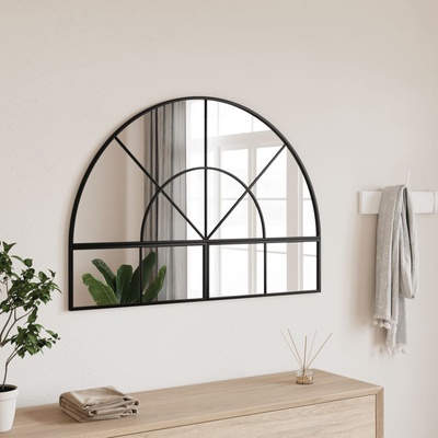 vidaXL Стенно огледало, черно, 100x70 см, арка, желязо (3200610)