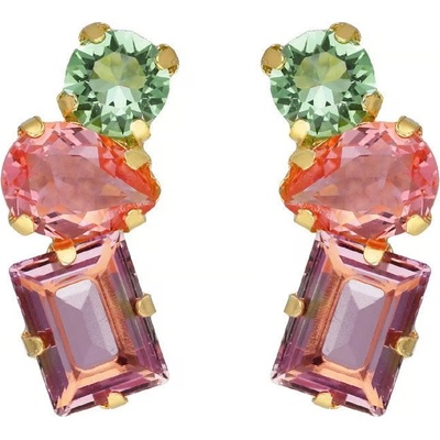 Victoria Cruz pozlacené náušnice s barevnými krystaly Bay A4893-MDT