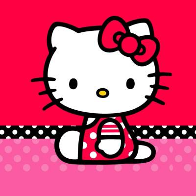 1x Hello Kitty – sedící na puntíkatém pozadí – jedlý papír na dort – Hledejceny.cz