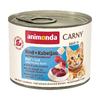 Výhodné balenie animonda Carny Adult 12 x 200 g - Hovädzie, treska & koreňový petržlen