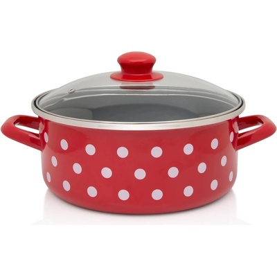 METALAC Kastról so skl. poklicou 24 cm červený, bodky, čierny vnútrok 4.75 l
