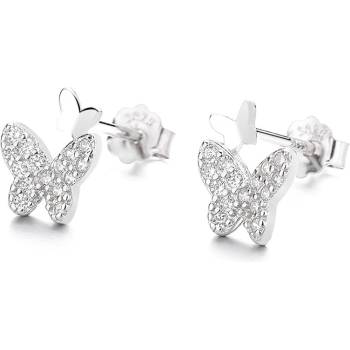 DELIS Сребърни обеци, jw817, дизайн на пеперуда, с родиево покритие (jw817)