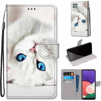 Púzdro Trendy Cross case Biela mačka – Samsung Galaxy A22 5G