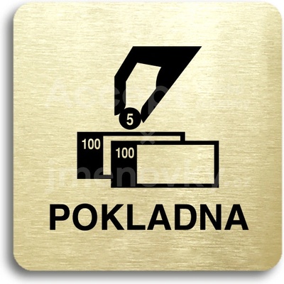 ACCEPT Piktogram pokladna - zlatá tabulka - černý tisk bez rámečku