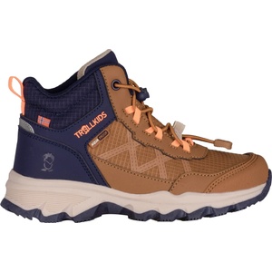 Trollkids Детски туристически обувки Trollkids Kid's Trolltunga Hiker Mid XT Walking boots - Teak Brown / Navy / Vivid Orange / Sandstone - размер 35 (EU) (702-5809-0318)