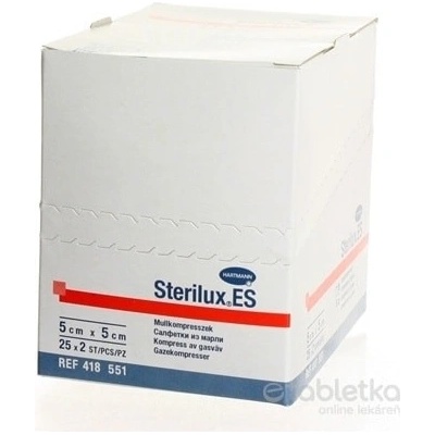 Sterilux ES STER. kompres sterilný so založenými okrajmi 17 vlákien 8 vrstiev 25 x 2