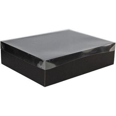 Darčeková krabica s priehľadným vekom 350x250x100 mm, čierna