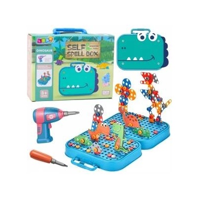 LEAN Toys DIY Screwdriver Kit Suitcase Puzzle Dinosaurs Blocks Screwdriver 228 pcs