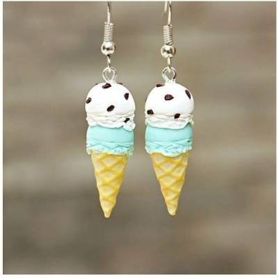 CircusMind Sladké náušnice Fimo zmrzliny mint stracciatella S0820