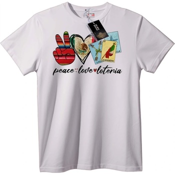 NOONEBRAND Тениска Мир, Любов и Лотерия - 7XL, White