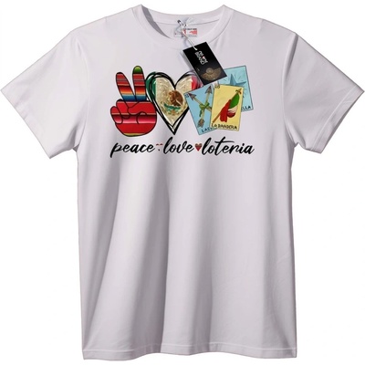 NOONEBRAND Тениска Мир, Любов и Лотерия - 7XL, White