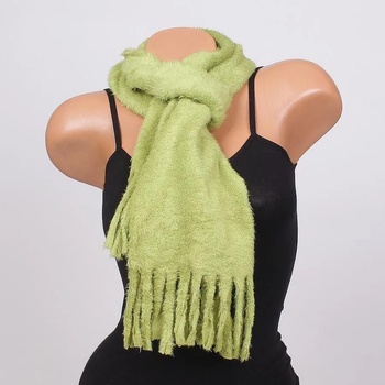 Image 1 of Пухкав шал в светлозелено с ресни
