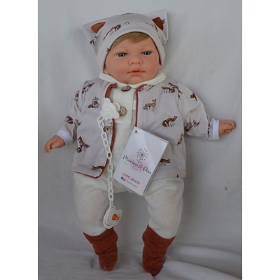 Marina & Pau Realistické miminko Míša chlapeček v kabátku s lištičkami Sweet Baby Foxy 42 cm
