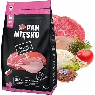 PAN MIĘSKO Teľacie mäso s prepelicou XS 3 kg