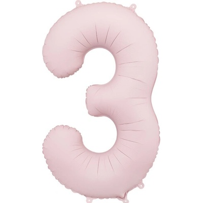 Party Deco Balón Číslo 3 Pastelovo ružový 86 cm