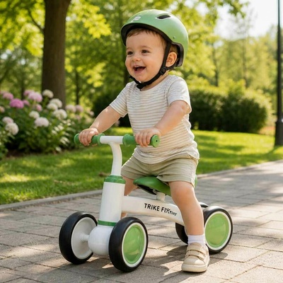 KIK Trike Fix Tiny V2 4-kolesový odrážadlo, biely a zelený
