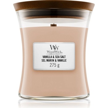 WoodWick Vanilla & Sea Salt ароматна свещ с дървен фитил 275 гр