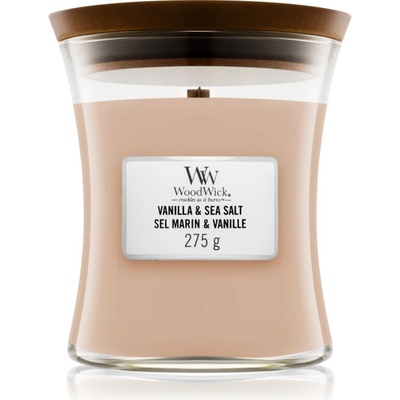 WoodWick Vanilla & Sea Salt ароматна свещ с дървен фитил 275 гр