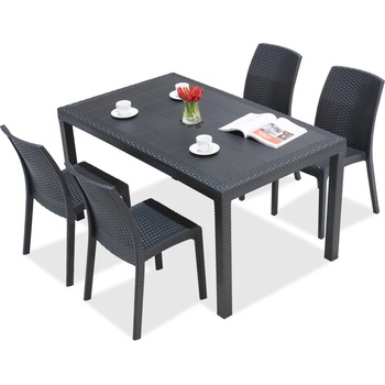 BICA Комплект мебели Хюстън/Вирджиния антрацит ратан за 4 души Bica (BC9094NT-4x9095ANT)