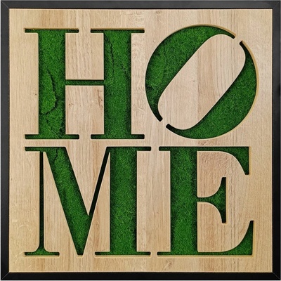 Green Deco Mechový obraz HOME, 50 × 50 cm OB-23101
