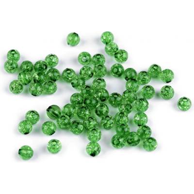 Plastové korálky kraklované Ø6 mm - zelená (30 g)