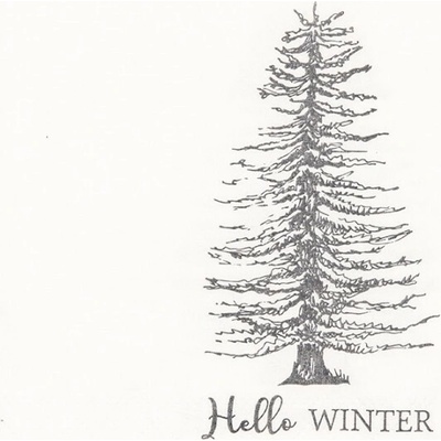 Clayre & Eef Biele papierové obrúsky so stromom Hello Winter 33x33 cm 20ks